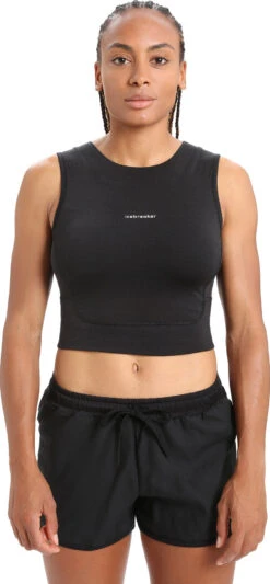 Icebreaker ZoneKnit™ Cropped Bra Tank - Women's|-|Camisole à Soutien-gorge Court De ZoneKnit™ - Femme -Icebreaker ICE IB0A56FC 7E 7EFront 20Black 7bb45cf3 d1bb 45f6 8b5a eb47c2031d64