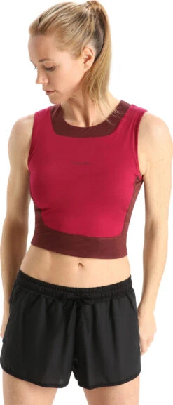 Icebreaker ZoneKnit™ Cropped Bra Tank - Women's|-|Camisole à Soutien-gorge Court De ZoneKnit™ - Femme -Icebreaker ICE IB0A56FC 7E 7EFront 20Cherry 20 20Espresso 97cc29c9 a391 4f37 8374 c87cabda5522