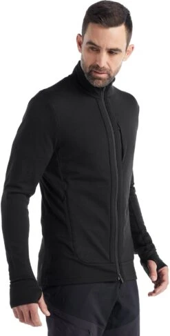 Icebreaker Quantum III Full Zip Merino Sweatshirt - Men's|-|Chandail De Mérinos à Glissière Quantum III - Homme -Icebreaker ICE IB0A56FP 7E 7ESide 20Black