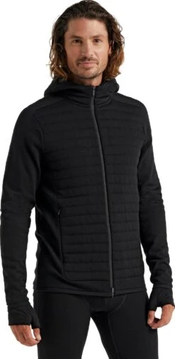 Icebreaker ZoneKnit LS Zip Hoodie - Men's|-|Chandail à Capuchon Glissière à Manches Longues ZoneKnit - Homme -Icebreaker ICE IB0A59HH 7E 7EFront 20Black
