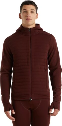 Icebreaker ZoneKnit LS Zip Hoodie - Men's|-|Chandail à Capuchon Glissière à Manches Longues ZoneKnit - Homme -Icebreaker ICE IB0A59HH 7E 7EFront 20Espresso