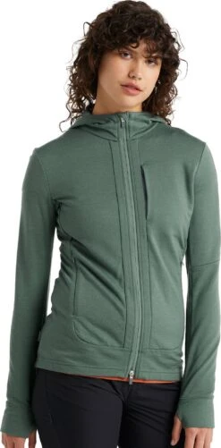 Icebreaker Quantum III LS Zip Hoodie - Women's|-|Chandail Quantum III LS - Femme -Icebreaker ICE IB0A59JW 7E 7EFront 20Sage