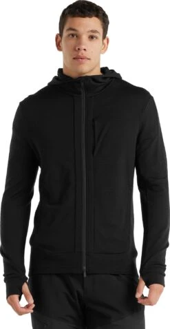 Icebreaker Quantum III Long Sleeve Zip Hoodie - Men's|-|Chandail Glissière à Capuchon Et Manches Longues Quantum III - Homme -Icebreaker ICE IB0A59JX 7E 7EFront 20Black
