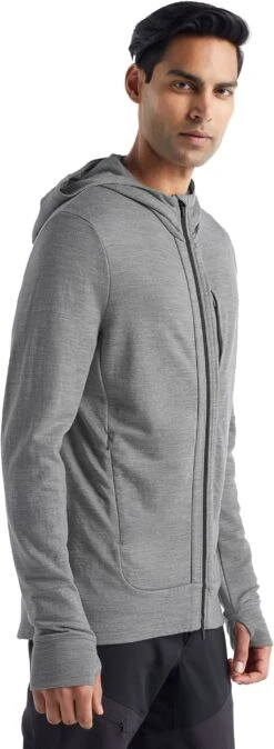 Icebreaker Quantum III Long Sleeve Zip Hoodie - Men's|-|Chandail Glissière à Capuchon Et Manches Longues Quantum III - Homme -Icebreaker ICE IB0A59JX 7E 7ESide 20Metro 20Heather 20 20Black