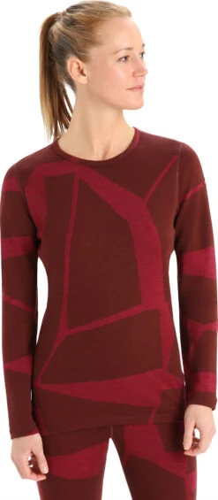 Icebreaker 250 Vertex Fractured Landscapes LS Crewe Base Layer - Women's|-|Couche De Base à Col Rond Et Manches Longues Fractured Landscapes De 250 Vertex - Femme -Icebreaker ICE IB0A59KF 7E 7EFront 20Espresso 20 20Cherry 20 20J