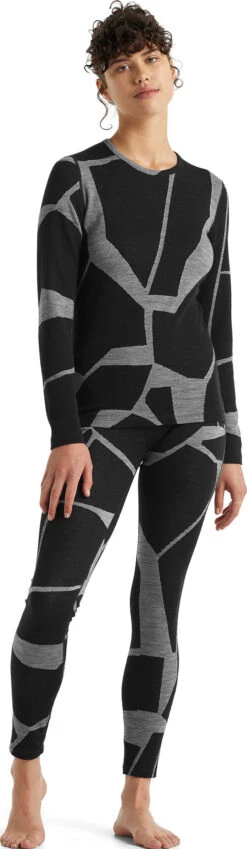 Icebreaker 250 Vertex Fractured Landscapes LS Crewe Base Layer - Women's|-|Couche De Base à Col Rond Et Manches Longues Fractured Landscapes De 250 Vertex - Femme -Icebreaker ICE IB0A59KF 7E 7EStandard 20Outfit 20Black