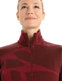 Icebreaker 250 Vertex Fractured Landscapes LS Half Zip Base Layer - Women's|-|Couche De Base à Demi-glissière Et Manches Longues Fractured Landscapes De 250 Vertex - Femme -Icebreaker ICE IB0A59KK 7E 7EDetail1 20Espresso 20 20Cherry 20 20J