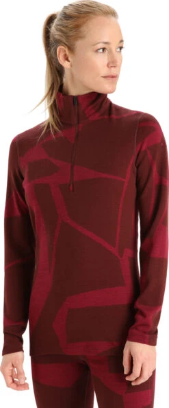 Icebreaker 250 Vertex Fractured Landscapes LS Half Zip Base Layer - Women's|-|Couche De Base à Demi-glissière Et Manches Longues Fractured Landscapes De 250 Vertex - Femme -Icebreaker ICE IB0A59KK 7E 7EFront 20Espresso 20 20Cherry 20 20J