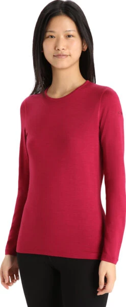 Icebreaker 260 Tech Merino Long Sleeve Crewe Thermal Top - Women's|-|Haut Thermique à Manches Longues Et Col Rond En Laine Mérinos 260 Tech - Femme -Icebreaker ICE IB104387 7E 7EFront 20Cherry