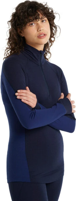 Icebreaker 260 Zone LS Half Zip Baselayer - Women's|-|Couche De Base à Demi-glissière Et Manches Longues 260 Zone - Femme -Icebreaker ICE IB104394 7E 7EFront 20Midnight 20Navy e0bd1f6a 967e 49a2 8f50 6b52a3264a29