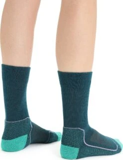 Icebreaker Hike+ Light Crew Socks - Women's|-|Bas Hike+ Light Crew - Femme -Icebreaker ICE IB105099 7E 7EBack 20Green 20Glory 20 20Fresh