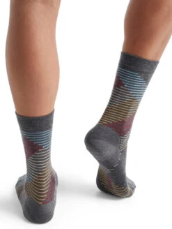 Icebreaker Lifestyle Fine Gauge Dashes Crew Socks - Women's|-|Bas Lifestyle Fine Gauge Dashes Crew - Femme -Icebreaker ICE IB105304 7E 7EBack 20Gritstone 20Heather 20 20Haze 20 20Loden