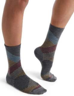 Icebreaker Lifestyle Fine Gauge Dashes Crew Socks - Women's|-|Bas Lifestyle Fine Gauge Dashes Crew - Femme -Icebreaker ICE IB105304 7E 7ESide 20Gritstone 20Heather 20 20Haze 20 20Loden