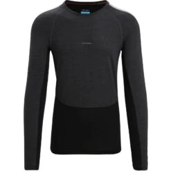 Icebreaker 125 ZoneKnit™ Long Sleeve Crewe Men - Jet Hthr/Black/Metro Hthr -Icebreaker icebreaker mens 125 zoneknit long sleeve crewe jet hthr black metro hthr 1 1383692