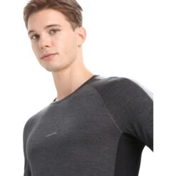 Icebreaker 125 ZoneKnit™ Long Sleeve Crewe Men - Jet Hthr/Black/Metro Hthr -Icebreaker icebreaker mens 125 zoneknit long sleeve crewe jet hthr black metro hthr 5 1458958