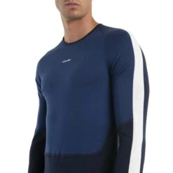 Icebreaker 200 Sonebula Crewe Long Sleeve Shirt Men - Midnight Navy/Royal Navy/Snow -Icebreaker icebreaker mens 200 sonebula crewe long sleeve shirt midnight navy royal navy snow 4 1555370