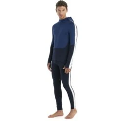 Icebreaker 200 Sonebula Half Zip Long Sleeve Hood Shirt Men - Midnight Navy/Royal Navy/Snow -Icebreaker icebreaker mens 200 sonebula half zip long sleeve hood shirt midnight navy royal navy snow 3 1555383