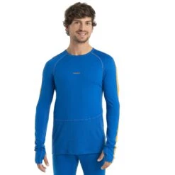 Icebreaker 200 ZoneKnitâ„¢ Crewe Long Sleeve Shirt Men - Lazurite/Solar