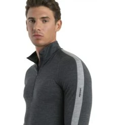 Icebreaker 200 ZoneKnit™ Half Zip Long Sleeve Shirt Men - Jet HTHR/Black/Metro HTHR -Icebreaker icebreaker mens 200 zoneknit long sleeve half zip shirt jet hthr black metro hthr 5 1555702
