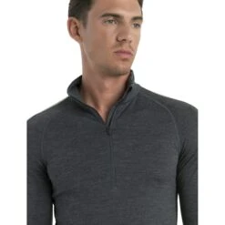 Icebreaker 200 ZoneKnit™ Half Zip Long Sleeve Shirt Men - Jet HTHR/Black/Metro HTHR -Icebreaker icebreaker mens 200 zoneknit long sleeve half zip shirt jet hthr black metro hthr 6 1555703