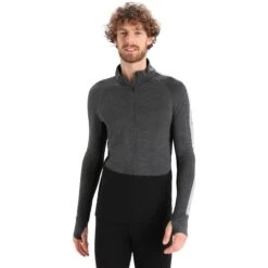 Icebreaker 260 ZoneKnit™ Half Zip Long Sleeve Shirt Men - Jet Hthr/Black/Metro Hthr