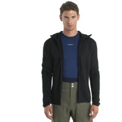 Icebreaker 560 Realfleece™ Elemental II Long Sleeve Zip Hood Men - Black -Icebreaker icebreaker mens 560 realfleece elemental ii long sleeve zip hood black 4 1555517