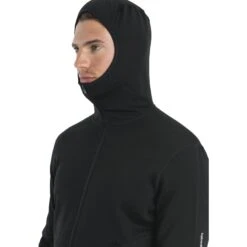 Icebreaker 560 Realfleece™ Elemental II Long Sleeve Zip Hood Men - Black -Icebreaker icebreaker mens 560 realfleece elemental ii long sleeve zip hood black 7 1555520