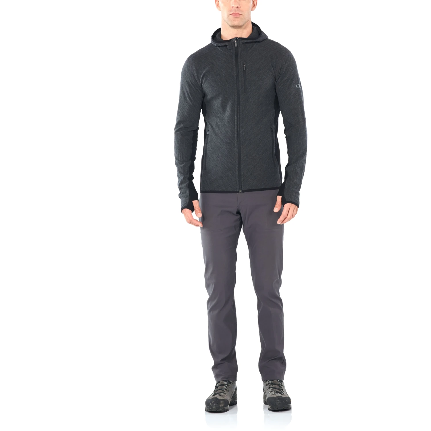 Icebreaker Descender Zip Hood Long Sleeve Midlayer Men - Jet Hthr/Black 8 Icebreaker Descender Zip Hood Long Sleeve Midlayer Men - Jet Hthr/Black - Image 6