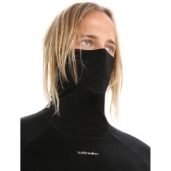 Icebreaker MerinoFine™ Long Sleeve Roll Neck Shirt Men - Black -Icebreaker icebreaker mens merinofine long sleeve roll neck black 4 1263584