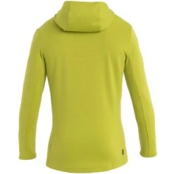 Icebreaker Quantum III Long Sleeve Zip Hood Midlayer Men - Bio Lime/Loden -Icebreaker icebreaker mens quantum iii long sleeve zip hood midlayer bio lime loden 2 1487186
