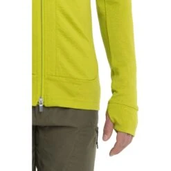 Icebreaker Quantum III Long Sleeve Zip Hood Midlayer Men - Bio Lime/Loden -Icebreaker icebreaker mens quantum iii long sleeve zip hood midlayer bio lime loden model 6 1498884
