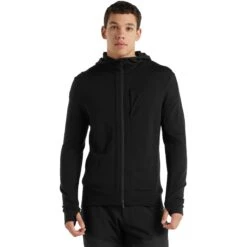 Icebreaker Quantum III Long Sleeve Zip Hood Midlayer Men - Black