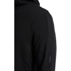 Icebreaker Quantum III Long Sleeve Zip Hood Midlayer Men - Black -Icebreaker icebreaker mens quantum iii long sleeve zip hood midlayer black 9 1040138