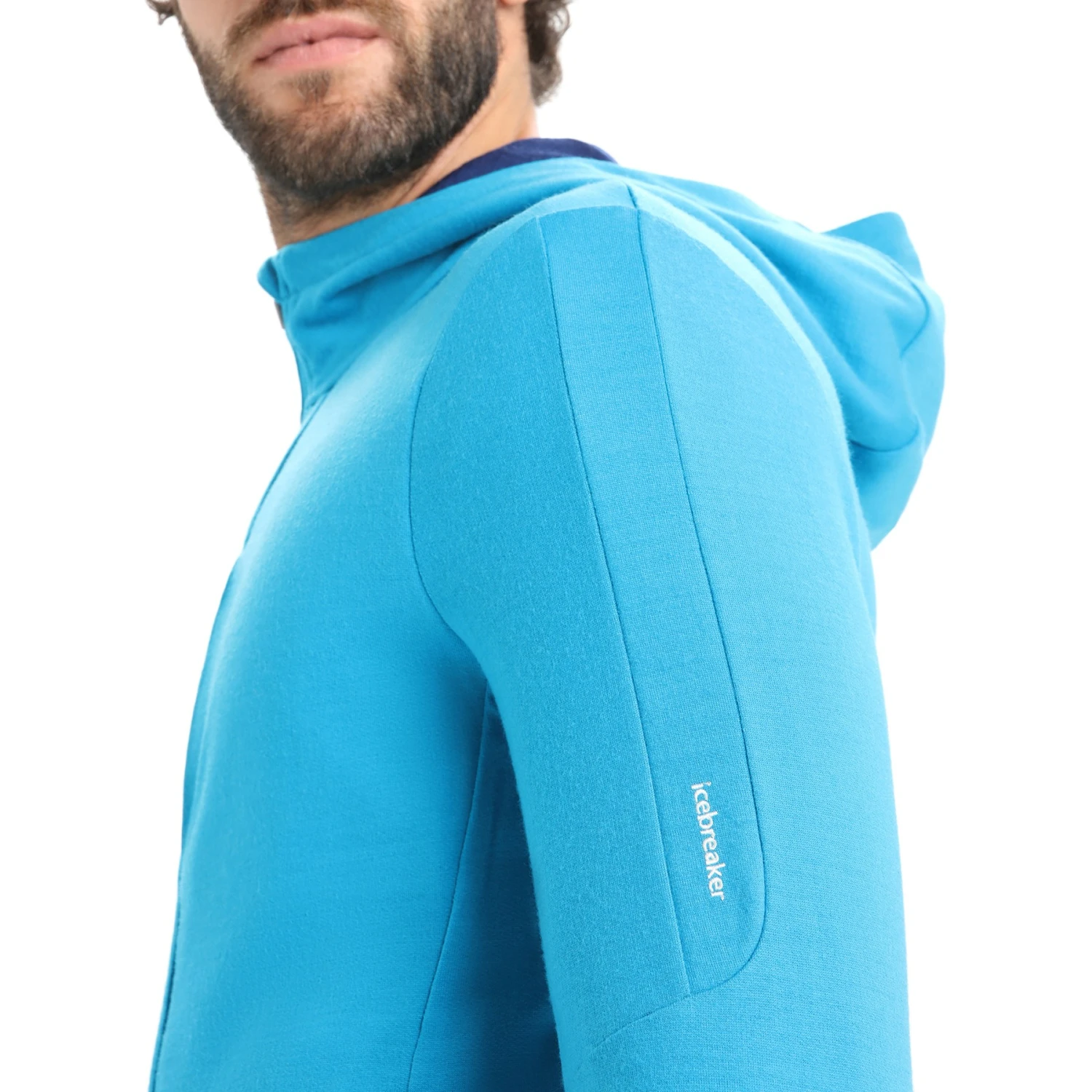 Icebreaker Quantum III Long Sleeve Zip Hood Midlayer Men - Geo Blue/Royal Navy 11 Icebreaker Quantum III Long Sleeve Zip Hood Midlayer Men - Geo Blue/Royal Navy - Image 9