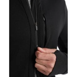 Icebreaker Quantum III Long Sleeve Zip Midlayer Men - Black -Icebreaker icebreaker mens quantum iii long sleeve zip midlayer black 10 1143877