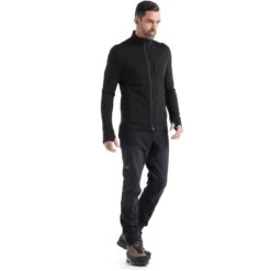 Icebreaker Quantum III Long Sleeve Zip Midlayer Men - Black -Icebreaker icebreaker mens quantum iii long sleeve zip midlayer black 4 1143866