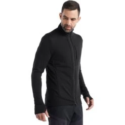 Icebreaker Quantum III Long Sleeve Zip Midlayer Men - Black -Icebreaker icebreaker mens quantum iii long sleeve zip midlayer black 5 1143867