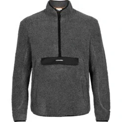 Icebreaker RealFleece™ High Pile Long Sleeve Half Zip Men - Gritstone Hthr/Black -Icebreaker icebreaker mens realfleece high pile long sleeve half zip gritstone hthr black 1 1263507