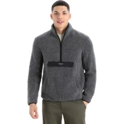 Icebreaker RealFleece™ High Pile Long Sleeve Half Zip Men - Gritstone Hthr/Black