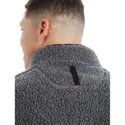 Icebreaker RealFleece™ High Pile Long Sleeve Half Zip Men - Gritstone Hthr/Black -Icebreaker icebreaker mens realfleece high pile long sleeve half zip gritstone hthr black 5 1263511