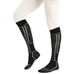 Icebreaker Ski+ Medium OTC Alpine Geo Socks Men - Black/Snow -Icebreaker icebreaker mens ski plus medium otc alpine geo socks black snow 3 1264124