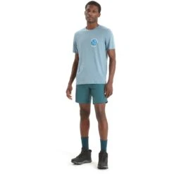 Icebreaker Tech Lite II Icebreaker Earth Short Sleeve Shirt Men - Astral Blue -Icebreaker icebreaker mens tech lite ii icebreaker earth short sleeve shirt astral blue 3 1458721