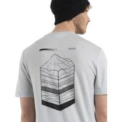 Icebreaker Tech Lite II Mountain Layers Short Sleeve Tee Men - Ether -Icebreaker icebreaker mens tech lite ii mountain layers short sleeve tee ether model 5 1499151