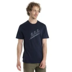 Icebreaker Tech Lite II Natural Ski Tour Short Sleeve Tee Men - Midnight Navy