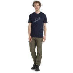 Icebreaker Tech Lite II Natural Ski Tour Short Sleeve Tee Men - Midnight Navy -Icebreaker icebreaker mens tech lite ii natural ski tour short sleeve tee midnight navy model 3 1499190