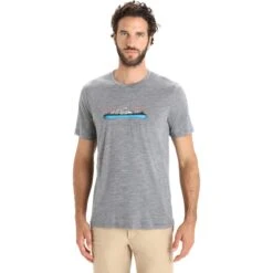 Icebreaker Tech Lite II Ski Fields Short Sleeve Tee Men - Gritstone Hthr