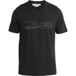 Icebreaker Tech Lite II Ski Stripes T-Shirt Men - Black -Icebreaker icebreaker mens tech lite ii ski stripes t shirt black 1 1487228