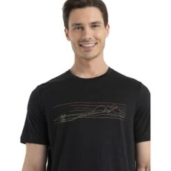 Icebreaker Tech Lite II Ski Stripes T-Shirt Men - Black -Icebreaker icebreaker mens tech lite ii ski stripes t shirt black model 4 1499214