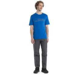 Icebreaker Tech Lite II Ski Stripes T-Shirt Men - Lazurite -Icebreaker icebreaker mens tech lite ii ski stripes t shirt lazurite model 3 1499208