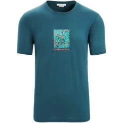 Icebreaker Tech Lite II Wildflower Bloom Short Sleeve Tee Men - Green Glory -Icebreaker icebreaker mens tech lite ii wildflower bloom short sleeve tee green glory 1 1383333